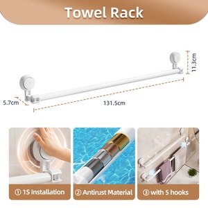 Sữa trắng Telescopic khăn bar không có khoan hút chân không hút phòng tắm đa góc khăn chủ - Product Image 4