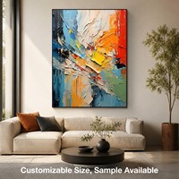 Grande toile peinte à la main, peinture abstraite moderne et colorée, palette de couteaux, texture 3D épaisse, art mural pour la décoration du salon