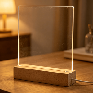 RGB Carved Blank Acrylic Panel Wooden Lamp 2025 Hot Sale Wholesale <b>LED</b> Base Wooden <b>LED</b> Lamp Base Table Lamp - Product Image 2