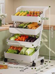 Étagère de cuisine sur pied à quatre niveaux pour <span class=keywords><strong>fruits</strong></span>, légumes et collations, chariot multifonctionnel domestique - Product Image 2