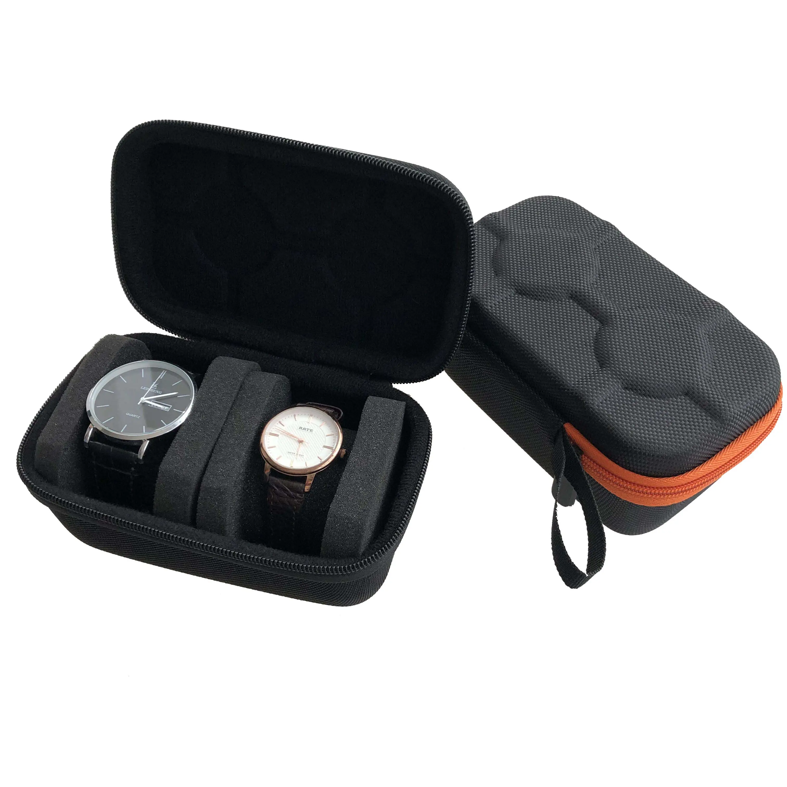 EVA Hard Shell 2 Slots Watch Storage Display Case Travel Watch Pouch with Foam