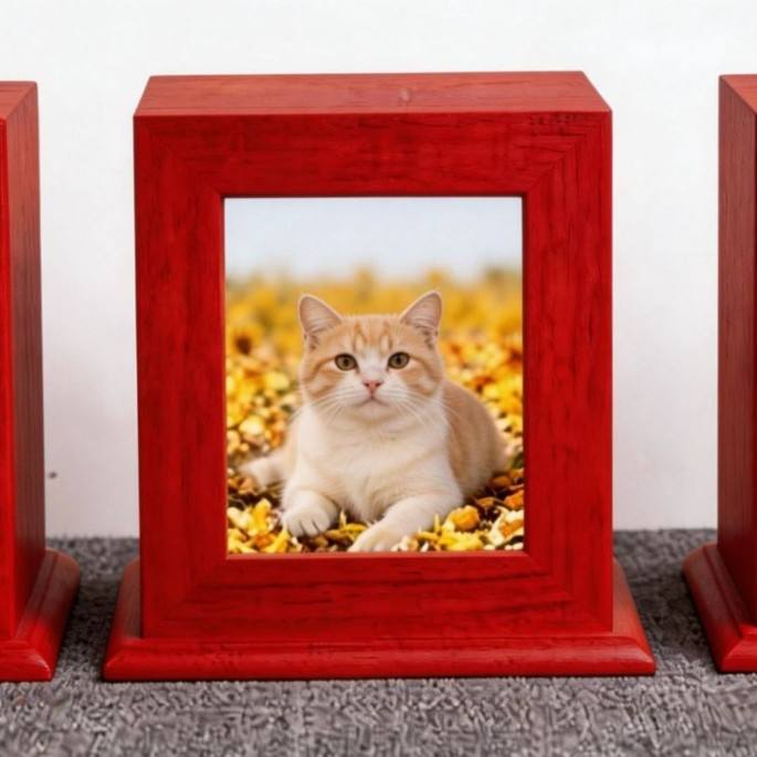 Export Wooden American and European Style Coffin Pet Urn with Photo Frame - Eco-friendly for Cats an