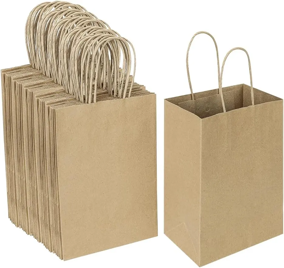 MOQ10 สั่งซื้อโดยตรงราคาขายส่งถุงช้อปปิ้งกระดาษคราฟท์พร้อมโลโก้ถุงกระดาษคราฟท์รีไซเคิล