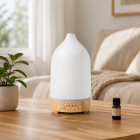 Diffuseur d'arômes en céramique 200 ml, diffuseur d'huiles essentielles ultrasonique avec minuterie 2H 4H 8H, veilleuse, vente en gros directe d'usine, personnalisable