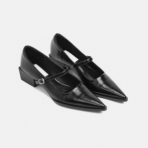 Zapatos Mary Jane de Punta Francesa con Boca Poco Profunda, de Una Sola Pieza, para Mujer, de Cuero Suave Retro, Bailarinas Impermeables y Ligeras, para Principios de Primavera - Product Image 1