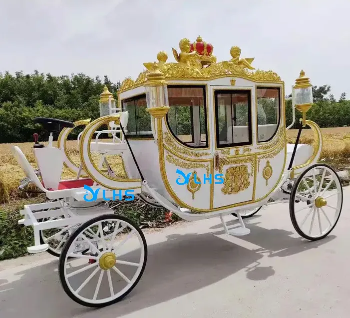 New design outdoor sightseeing horse cart royal bride wedding carriage popular wedding horse carriage for sale