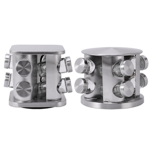 Set di scaffali per barattoli di spezie ruotati bottiglia di vetro ampolla sale pepe organizzatore di stoccaggio contenitore per condimenti in acciaio inossidabile all'ingrosso - Product Image 6