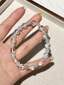 UM Jewelry Optimize Aquamarine (Irregular) and Clear Quartz Sea Salt & Ice <b>Beaded</b> <b>bracelet</b> Daily Wear Casual Stackable - Product Image 4