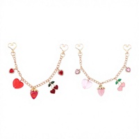 Porte-clés Cœur Sucré en Alliage de Zinc avec Double Fermoir Cœur Rouge Rose Mignon Luxe Mode Décoration Sac à Main Femme Fille