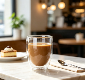 แก้วกาแฟแก้วบอโรซิลิเกตสองชั้น ขนาด 350 มล. ใส ทนความร้อน ดีไซน์มินิมอล ใช้ได้ทั้งชายและหญิง สำหรับเครื่องดื่มร้อนและเย็น - Product Image 6