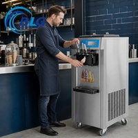 Machine à crème glacée commerciale BLG 220/110V en acier inoxydable, machine à glace molle 3 saveurs verticale pré-refroidie pour utilisation estivale