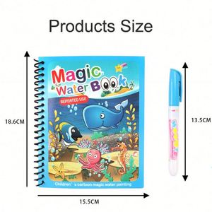 Libro de Colorear de Papel Reutilizable con Diseño Novedoso y Colorido para Pintar con Agua Mágica, Bloc de Dibujo con Bolígrafo para Trazar, Unisex, para Niños, en Oferta - Product Image 3