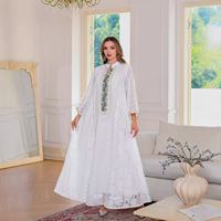 Vente chaude gris perlé Abaya robe modeste respirant Polyester égyptien Borkha antistatique 2 pièces ensemble-taille unique musulman traditionnel