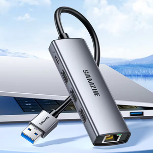 SAMZHE Type-C 10/100/1000 Mbps Station d'extension Ethernet Gigabit 5 ports USB-A 3.0 <span class=keywords><strong>Thunderbolt</strong></span> <span class=keywords><strong>4</strong></span> Répartiteur <span class=keywords><strong>RJ45</strong></span> en alliage d'aluminium en stock - Product Image 6