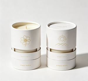 Scented Candle <b>White</b> Paper Tube Packaging Recyclable Cylindrical <b>Box</b> for Home Fragrance - Product Image 3