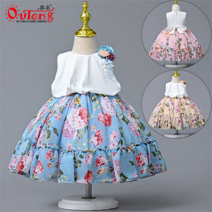 Yoliyolei été motif Floral Falda sin tirantes Design fête porter enfant <span class=keywords><strong>enfants</strong></span> fille falda esponjosa robe pakistanaise - Product Image 1