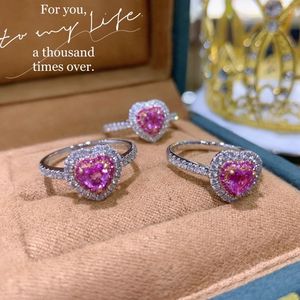 Bague en or 18 carats Xinfly avec diamant naturel de 0,31 ct et saphir rose de 0,40 ct, en forme de cœur, Au750, bijoux de mariage et de fiançailles, tendance et élégante - Product Image 3