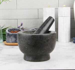 ワカモレ、スパイス、ハーブ用天然花崗岩モルタルとペスルセットストーングラインダー滑り止めヘビーデューティモルタルボウル - Product Image 2