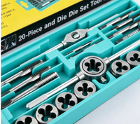 Kit de 20 tarauds et filières métriques en acier allié avec clé pour la réparation et la coupe de filetages