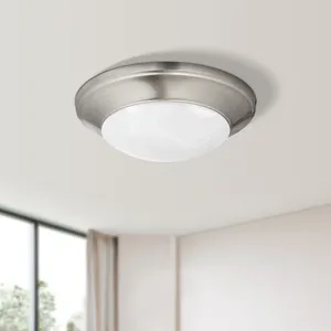 Lampu plafon LED Flush Mount Modern 11 inci, lampu langit-langit nikel disikat 15W 800LM dapat diredupkan dengan lampu profil rendah untuk dapur kamar tidur