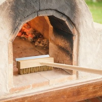 Brosse de nettoyage pour four à pizza d'extérieur YINHAO, poils en laiton avec grattoir en acier, manche en bois de 37 pouces, brosse pour four à pizza avec grattoir