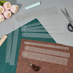 11Pcs Acrylic Pha Lê Đinh Tán Mẫu Hình Chữ Nhật Da Đấm Công Cụ Khoảng Cách Hướng Dẫn Cho Vòng Đeo Tay Vòng Cổ Thêm Bling Lỗ 2.5Mm - Product Image 4