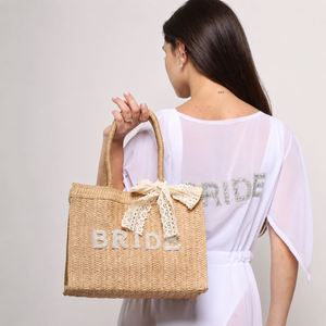 ของขวัญงานเลี้ยงสละโสด กระเป๋าถือสานลายสาหร่ายสำหรับเจ้าสาว กระเป๋าถือชายหาด - Product Image 1