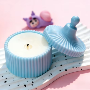Moule en silicone côtelé 3D géométrique pour pot avec couvercle, <span class=keywords><strong>kit</strong></span> DIY pour résine époxy, bougie, récipient en béton, boîte de rangement - Vente en gros - Product Image 1