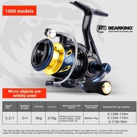 Moulinet de pêche Bearking, nouveau modèle Karl, avec bras oscillant pliable, moulinet spinning pour gaucher, micro-métal, universel, pour la pêche à la carpe et la pêche au lancer.
