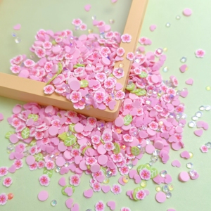 Rodajas de <span class=keywords><strong>Arcilla</strong></span> Polimérica Suave Rosa, Flores de Primavera para Slime, Rellenos para Manualidades DIY, Suministros de Relleno Kawaii en Tonos Pastel - Product Image 4