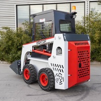 HTL25 Mini Skid Steer Loader dengan Kabin dan Roda, Log Loader, Front Loader Kapasitas 2 Ton, Mesin Diesel, Bucket
