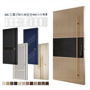 European American Modern Solid Wood Anti-Theft Main Entrance Front <b>Door</b> <b>for</b> Villa House Oak Walnut Finish Pivot Exterior <b>Door</b> - Product Image 2