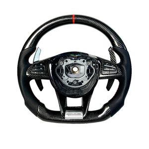 Volant de voiture sport en cuir et fibre de carbone personnalisé de qualité supérieure pour <span class=keywords><strong>Mercedes</strong></span>-Benz AMG GLC W212 W221 W222 W205 W204 <span class=keywords><strong>C220</strong></span> - Product Image 1