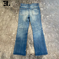 LARSUR Custom Denim Factory Premium Distress Wash Flare Denim Pants Straight Leg Western Classic Ripped Damage BootCut Jeans Homme