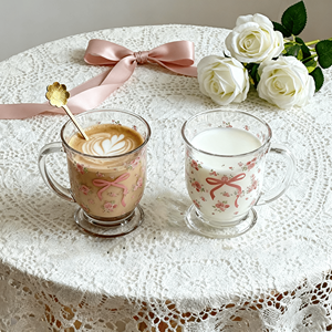 Commercio all'ingrosso di vendita calda Yogurt ciotola per la colazione con arco di Rose latte tazza di vetro tazza con cucchiaio per le ragazze - Product Image 2