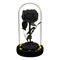 Cadeaux pour la Saint-Valentin, roses éternelles sous cloche en verre avec lumière LED, fleurs éternelles qui ne s'acharnent jamais, pour fêtes, mariages, Nouvel An, Noël