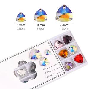 คริสตัลแก้ว 3 มิติ คุณภาพสูง รูปทรงสามเหลี่ยมอ้วน 21 เหลี่ยม แบบหลังแบน เย็บติดได้ สำหรับงานตกแต่งเสื้อผ้า งานฝีมือ DIY - Product Image 4