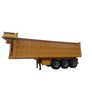 Heavy Duty 3 Axle Dump Truck Dump Semitrailer With Hydraulic Cylinder