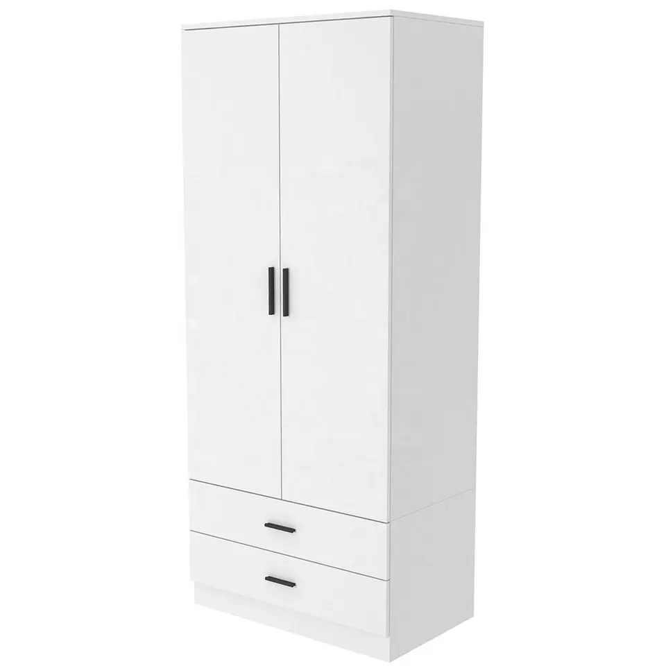 Nhà Máy Bán buôn gỗ Veneer tủ quần áo 2-DOOR armoire với hai ngăn kéo bốn kệ và treo Rod