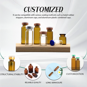 ขวดแก้วใสสำหรับฉีดยาแบบขายส่งจากโรงงาน พร้อมช่องฉีดยาแบบซ่อมแซมตัวเองได้และจุกยาง - Product Image 3