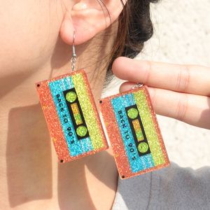 Retro 80s Outfit Party Accessories Jewelry Cassette <strong>Tape</strong> Dangle <strong>Earrings</strong> for Women Colorful Lightning Acrylic Drop Neon <strong>Earring</strong> - Product Image 2