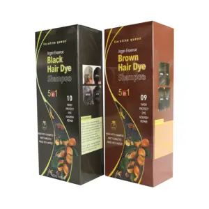 OEM Home Use Herbal Argan Oil Brown Black Color Shampoo Hair Dye Cover Gray Hair Good Operate