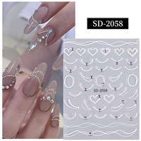 Autocollants 5D en relief TSZS Ins pour ongles, motif dentelle, chaîne, cœur, nœud, perles blanches, décorations adhésives pour faux ongles, vente en gros