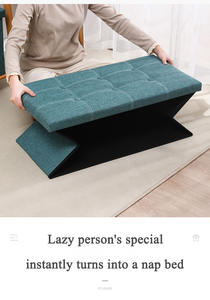 Hiện đại lưu trữ băng ghế dự bị phân Ottoman đồ nội thất nhà phòng ngủ căn hộ <span class=keywords><strong>sofa</strong></span> có thể gập lại giường vải lanh Phân - Product Image 2