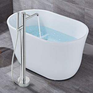 Robinet de baignoire autoportant en laiton massif de luxe moderne, finition chromée, avec <span class=keywords><strong>douchette</strong></span> à main, pour villa - Product Image 3