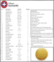 Kit de survie en plein air en acier inoxydable 136 pièces, sac tactique, équipement de camping pour véhicule, multi-outils imperméables, pour hommes