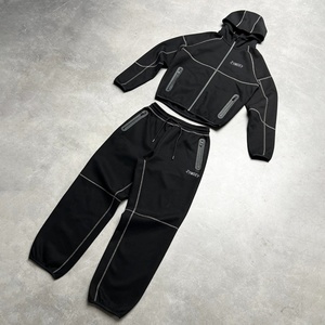 Contrast <b>Stitch</b> Straight Leg Baggy Sweatpants and <b>Hoodie</b> Set Jogging Suit <b>Oversized</b> Heavyweight Tracksuit Custom Sweat Suit - Product Image 1