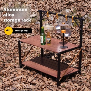 Mesa de Camping Plegable Portátil de Doble Capa de Aleación de Aluminio <span class=keywords><strong>Tipo</strong></span> L, Removible, para Almacenamiento al Aire Libre - Product Image 2