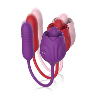 Vibrador Telescópico Recargable en Forma de Rosa con Lengua Retráctil para Masturbación Erótica - Product Image 4