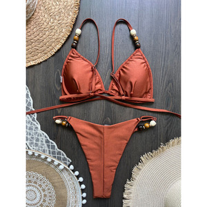 Nuevo Bikini Sexy Marrón 2026, Traje de Baño de 2 Piezas con Trenzas, Diseño Moderno, Oferta, Conjunto para Playa o Mar - Product Image 2